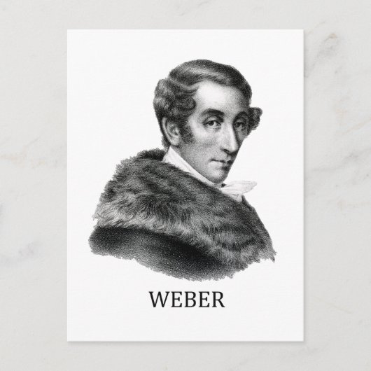 Carl Maria von Weber, zwart Briefkaart (Voorkant)