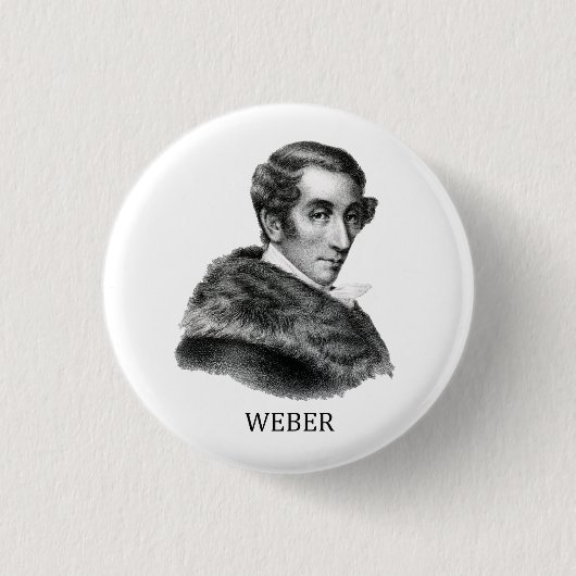 Carl Maria von Weber, zwart Ronde Button 3,2 Cm (Voorkant)
