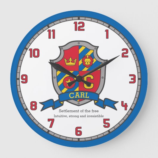 Carl naam: heraldry shield letter C lion Grote Klok (Voorkant)