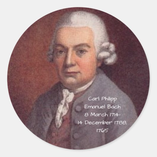 Carl Philipp Emanuel Bach 1765 Ronde Sticker (Voorkant)