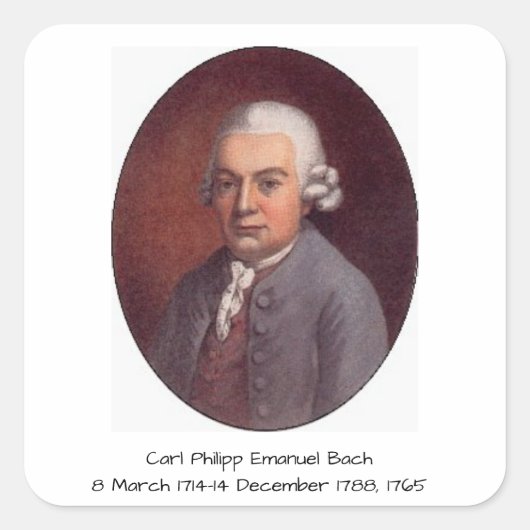 Carl Philipp Emanuel Bach 1765 Vierkante Sticker (Voorkant)