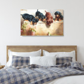 Carl Reichert Curious Dachshund Puppies en een kik Canvas Afdruk (Insitu (Slaapkamer))