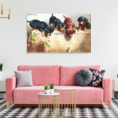 Carl Reichert Curious Dachshund Puppies en een kik Canvas Afdruk (Insitu (Woonkamer))