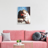 Carl Reichert Een meisje met een Cavalier King Cha Canvas Afdruk (Insitu (Woonkamer))