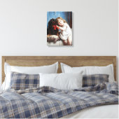 Carl Reichert Een meisje met een Cavalier King Cha Canvas Afdruk (Insitu (Slaapkamer))