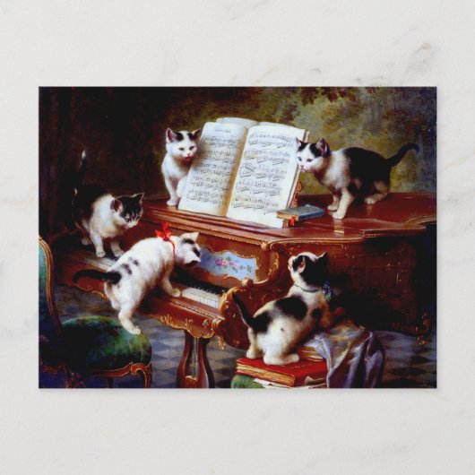 Carl Reichert Kittens die Piano afspelen Briefkaart (Voorkant)