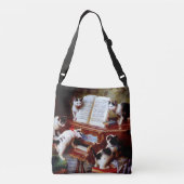 Carl Reichert Kittens die Piano afspelen Crossbody Tas (Achterkant)