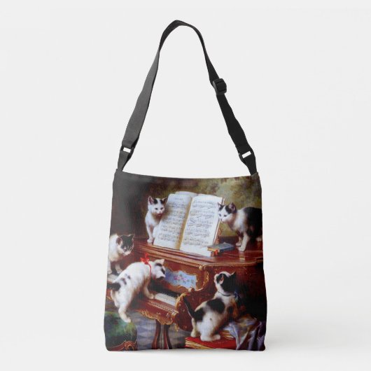 Carl Reichert Kittens die Piano afspelen Crossbody Tas (Achterkant)