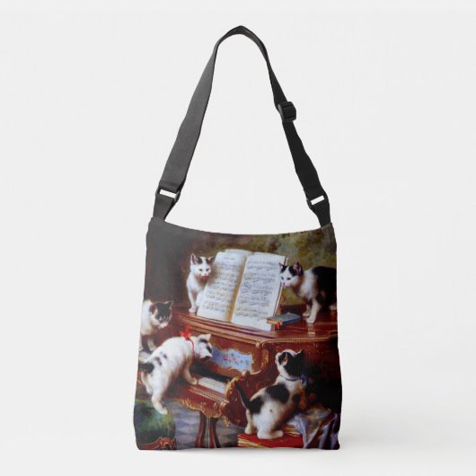 Carl Reichert Kittens die Piano afspelen Crossbody Tas (Voorkant)