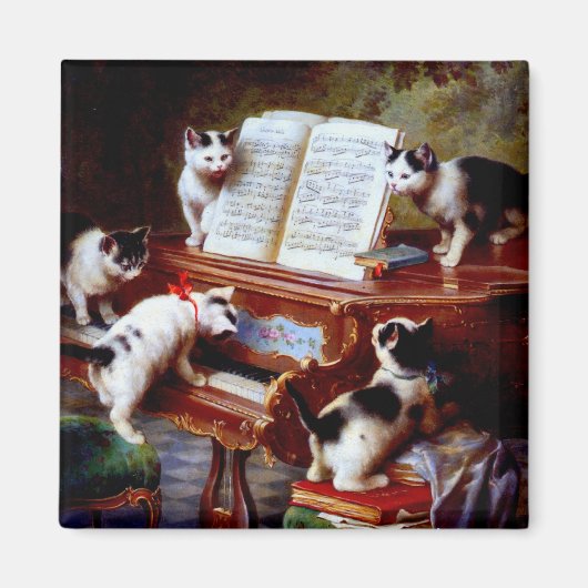 Carl Reichert Kittens die Piano afspelen Magneet (Voorkant)