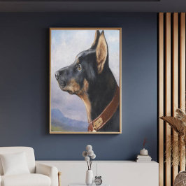  Carl Reichert Portret van een doberman Canvas Afdruk