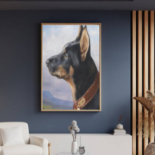  Carl Reichert Portret van een doberman Canvas Afdruk