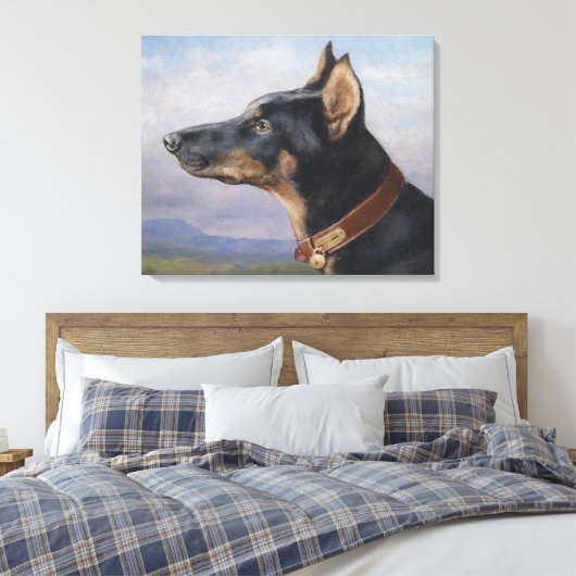  Carl Reichert Portret van een doberman Canvas Afdruk (Insitu (Slaapkamer))