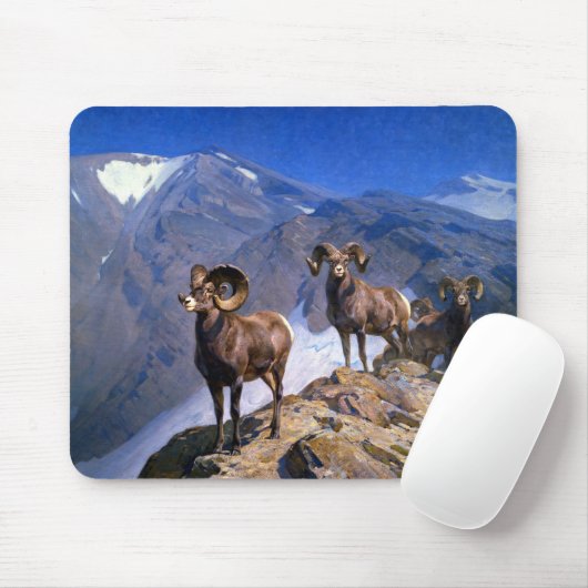 Carl Rungius Big Horn Sheep op Wilcox Pass Muismat (Met muis)