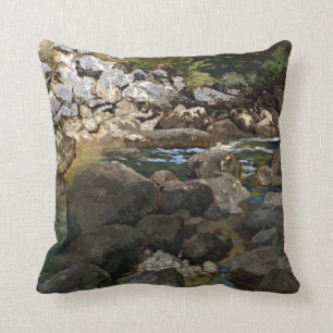 Carl Schuch Mountain Stream met Boulders Kussen