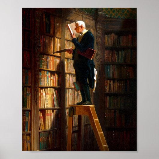 Carl Spitzweg Der Bücherwurm Deutsche Malerei Poster (Voorkant)