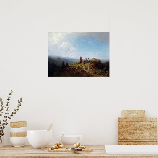 Carl Spitzweg Girls op een plek Poster (Keuken)