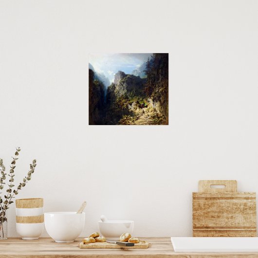 Carl Spitzweg Mountain Landscape met Lovers Poster (Keuken)