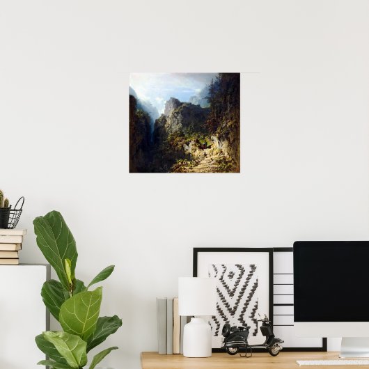 Carl Spitzweg Mountain Landscape met Lovers Poster (Thuiskantoor)