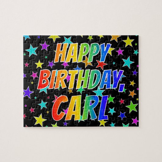 "CARL" voornaam, afgekort "HAPPY BIRTHDAY" Legpuzzel (Horizontaal)