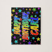 "CARL" voornaam, afgekort "HAPPY BIRTHDAY" Legpuzzel (Verticaal)