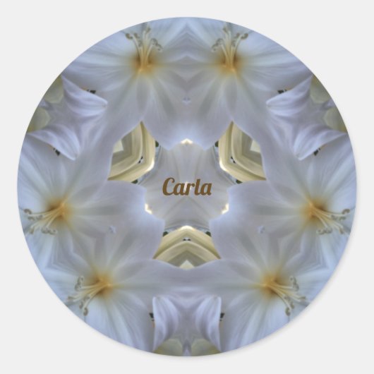 CARLA ~ EASTER LILY WHITE RELIGIOUS ~ RONDE STICKER (Voorkant)