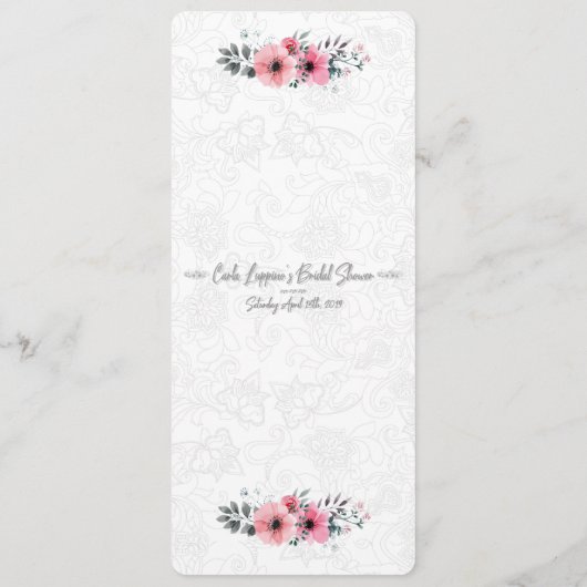 Carla's Vrijgezellenfeest Game 1/3 - "Bride of Gro Menu (Achterkant)