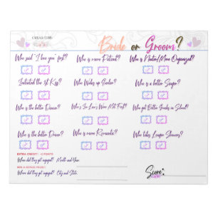 Carla's Vrijgezellenfeest Game "Bride of Groom?" Notitieblok