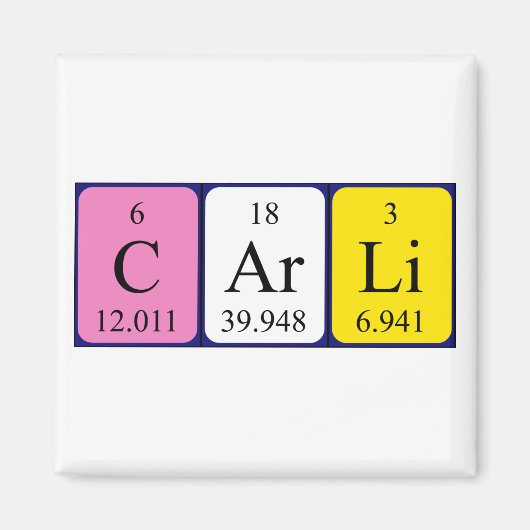 Carli periodieke tabelnaam magnet (Voorkant)