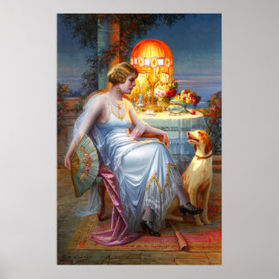 Carlier: Elegant Lady en haar Dog Poster