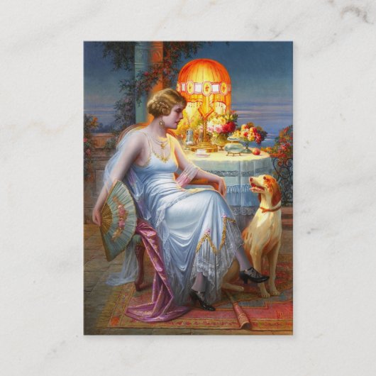 Carlier: Elegant Lady en haar Dog Visitekaartje (Voorkant)