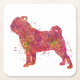 Carlin Animal Chien Domestique Natuur Monde Canine Kartonnen Onderzetters