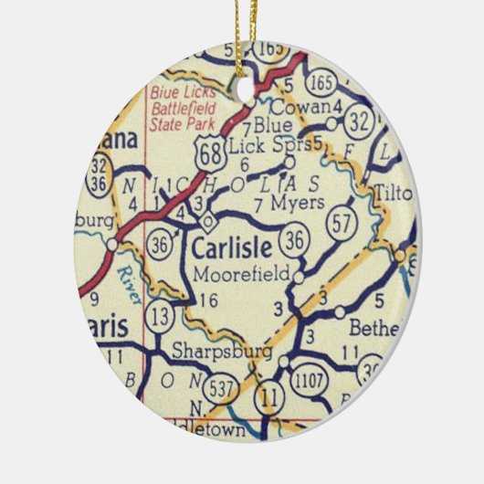 Carlisle KY  Map Keramisch Ornament (Links)
