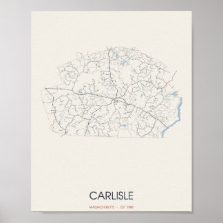 Carlisle Massachusetts Straatkaart Poster