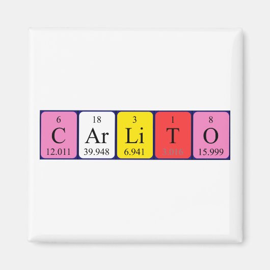Carlito periodieke tabelnaam magneet (Voorkant)
