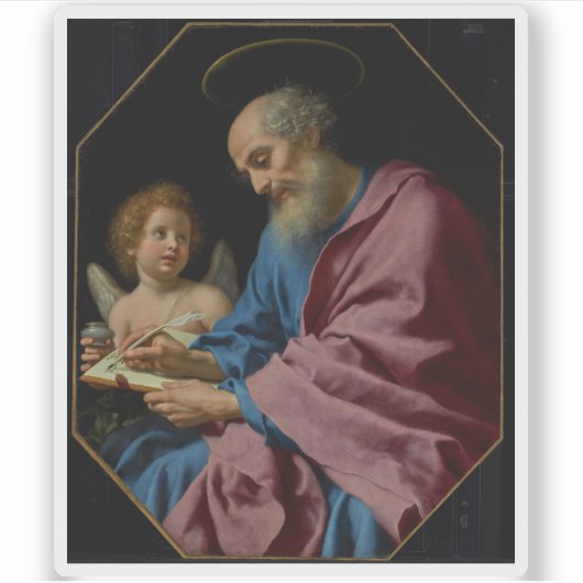 Carlo Dolci - Mattheus schrijft zijn evangelie Sticker (Voorkant)