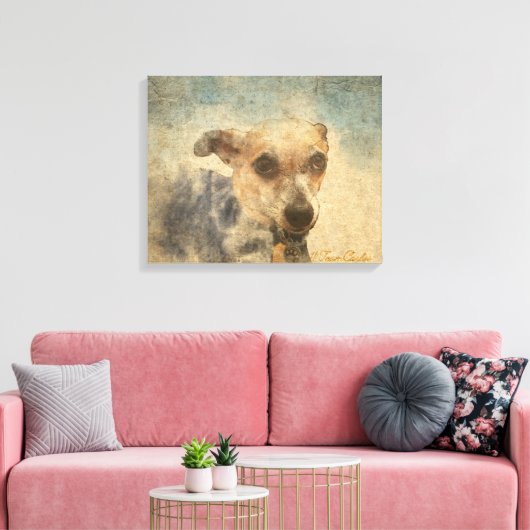 Carlos B. Dog Chihuahua Waterverf Canvas (Insitu (Woonkamer))