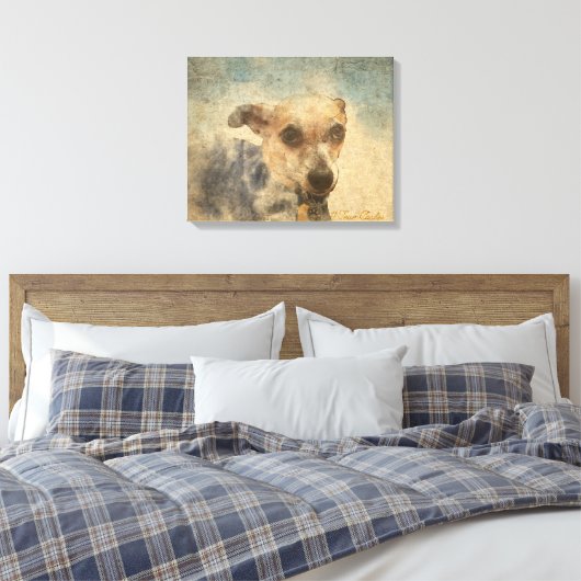 Carlos B. Dog Chihuahua Waterverf Canvas (Insitu (Slaapkamer))