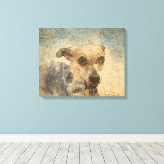 Carlos B. Dog Chihuahua Waterverf Canvas Afdruk (Insitu (Houten vloer))