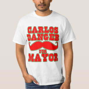 Carlos Danger voor burgemeester van Mustache T-shirt