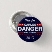 Carlos Danger voor de burgemeester van NYC Ronde Button 3,2 Cm (Voorkant /achterkant)