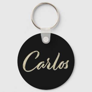 Carlos Name whitegold Button Schlüsselanhänger Sleutelhanger
