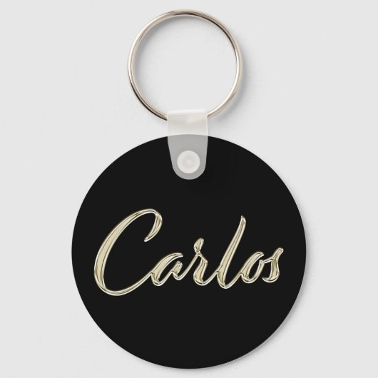 Carlos Name whitegold Button Schlüsselanhänger Sleutelhanger (Voorkant)