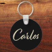 Carlos Name whitegold Button Schlüsselanhänger Sleutelhanger (Voorkant)