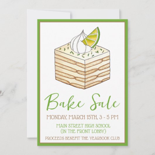 Carlota de Limón Mexicaanse Icebox Taart Bake Sale Kaart (Voorkant)