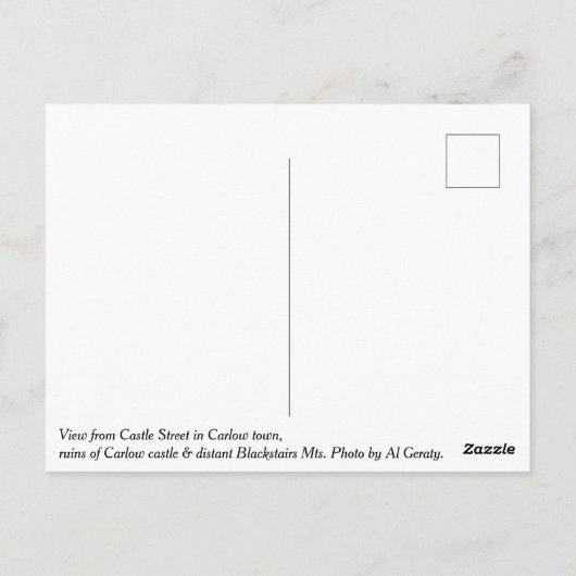 Carlow castle uitzicht uit Castle Street, Carlow Briefkaart (Achterkant)