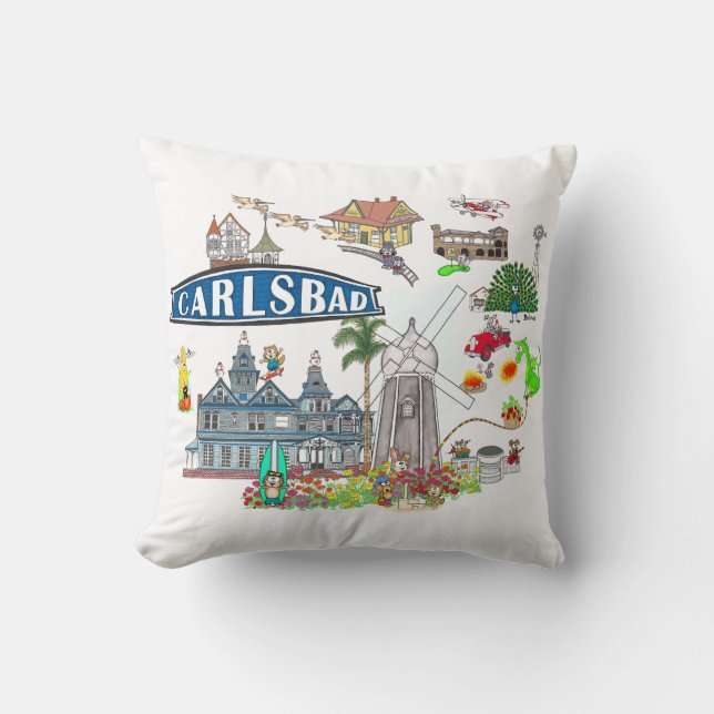 Carlsbad Beach City Plezier Kussen (Voorkant)