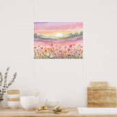 Carlsbad Bloemenveld zonsondergang Schilderen wate Poster (Keuken)