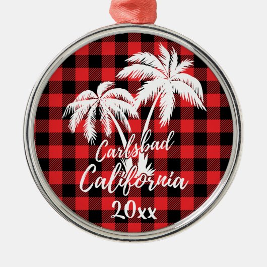 Carlsbad California Beach Palm Tree Play Metalen Ornament (Voorkant)