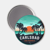 Carlsbad California Retro Sunset Souvenirs 80s Magneet (Voorkant / Achterkant)